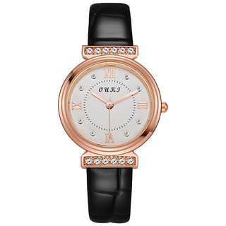 Đồng Hồ Quartz Đính Đá Với Dây Đeo Da