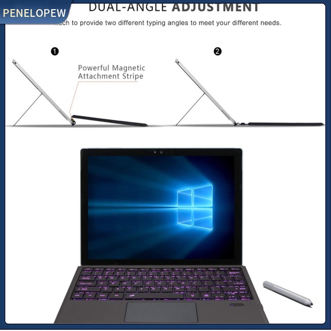 Bàn Phím Bluetooth Không Dây Ft-1089d Có Đèn Nền Cảm Ứng Cho Microsoft Surface Pro 3 4 5 6 7