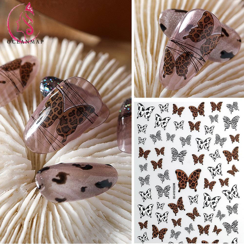 Hình Dán Trang Trí Móng Tay 3D Họa Tiết Bướm Da Báo Phong Cách Nhật Bản Cho Nữ