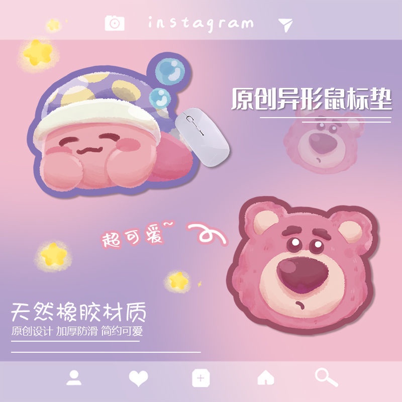 Tấm Lót Chuột Cao Su Dày Chống Trượt Hình Chữ M Họa Tiết Hoạt Hình Dễ Thương