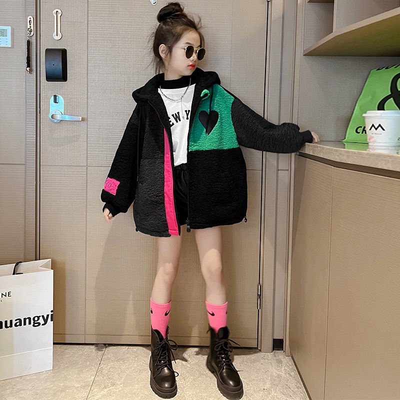 Áo Khoác Len Lông Cừu Dày Dặn Phong Cách Đường Phố maomao garment Cho Bé Gái