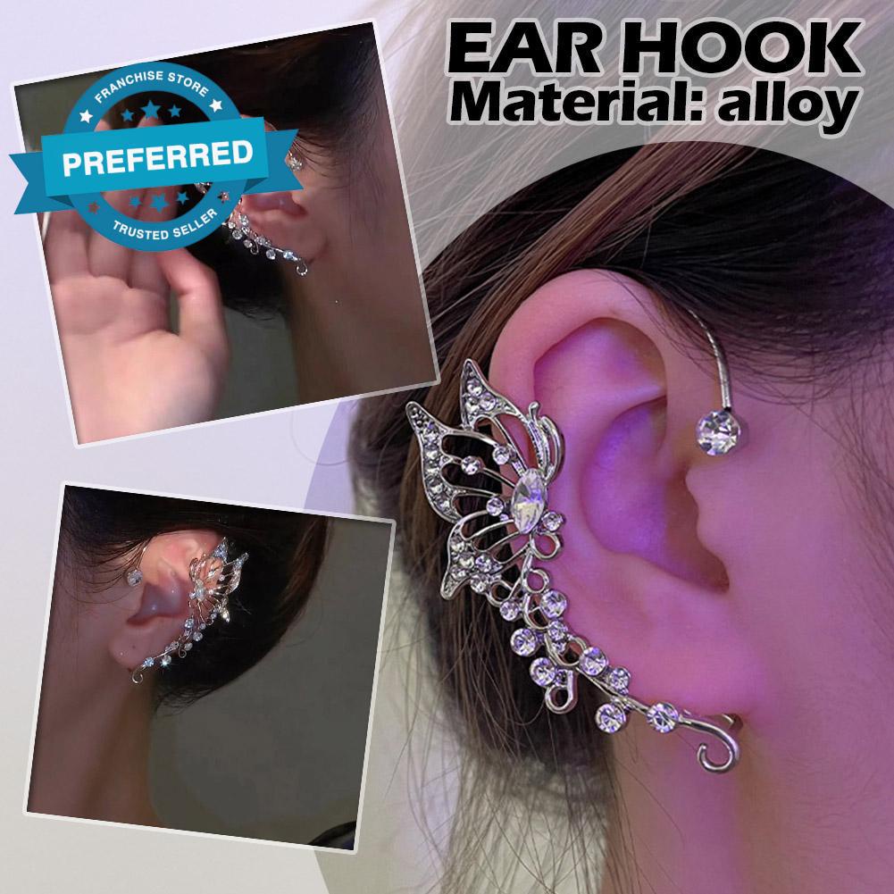 Bông Tai Móc Hình Bướm Màu Bạc Lấp Lánh Cho Nữ Q7X1