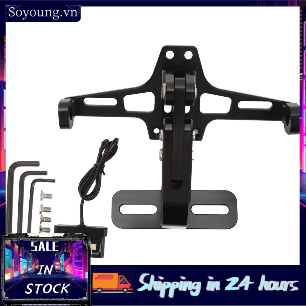 Soyoung Motorcycle License Plate Bracket  Frame Fender Eliminator Precise Scratch Protection with Light for 4in Base Road Legal Motorbike