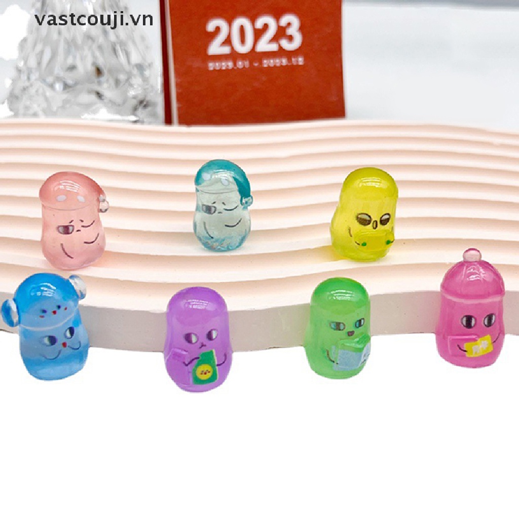 Bộ 2 Mô Hình Xe Hơi VASTJI Mini Bằng Nhựa Resin Dạ Quang Trang Trí Sân Vườn