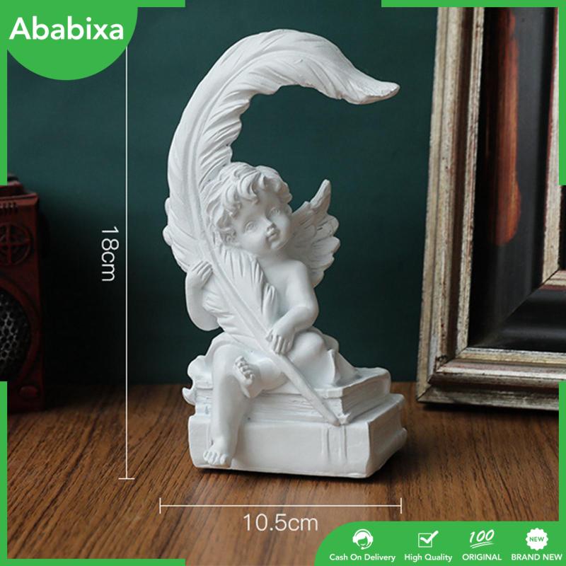 [Ababixa] Đồ trang trí Tượng Thần Cherub Điêu Khắc Góc Nghệ Thuật Có Lá Tưởng Niệm Để Bàn Trang Trí Nhà Cửa / Tiệc Cưới