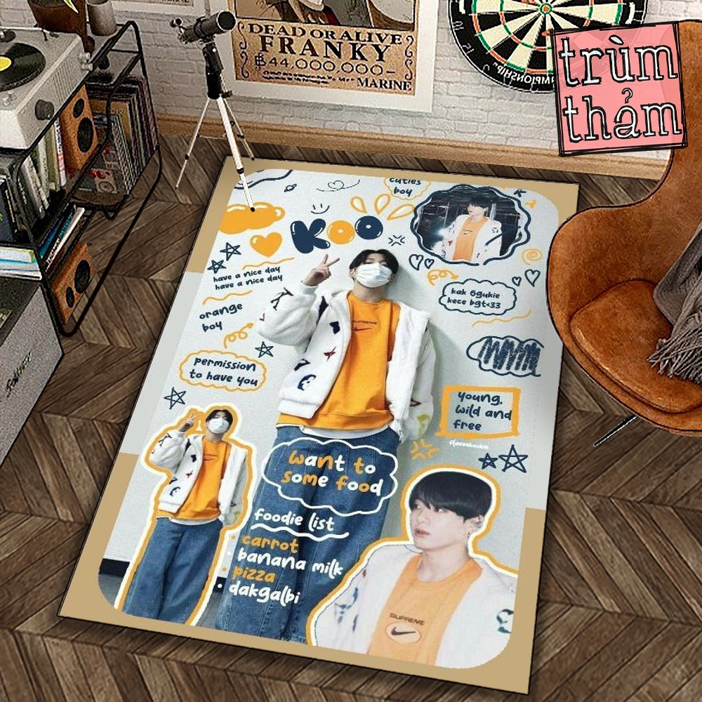 Thảm Trang Trí Jungkook Bts Idol Kpop Collage Aesthetic Decor Phòng Ngủ Phòng Khách Văn Phòng