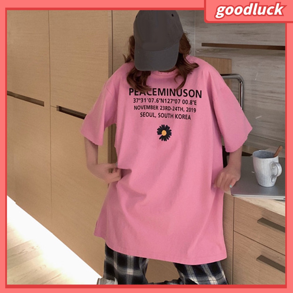 Áo Thun Ngắn Tay Cổ Tròn In Chữ Marguerite Thời Trang Nữ