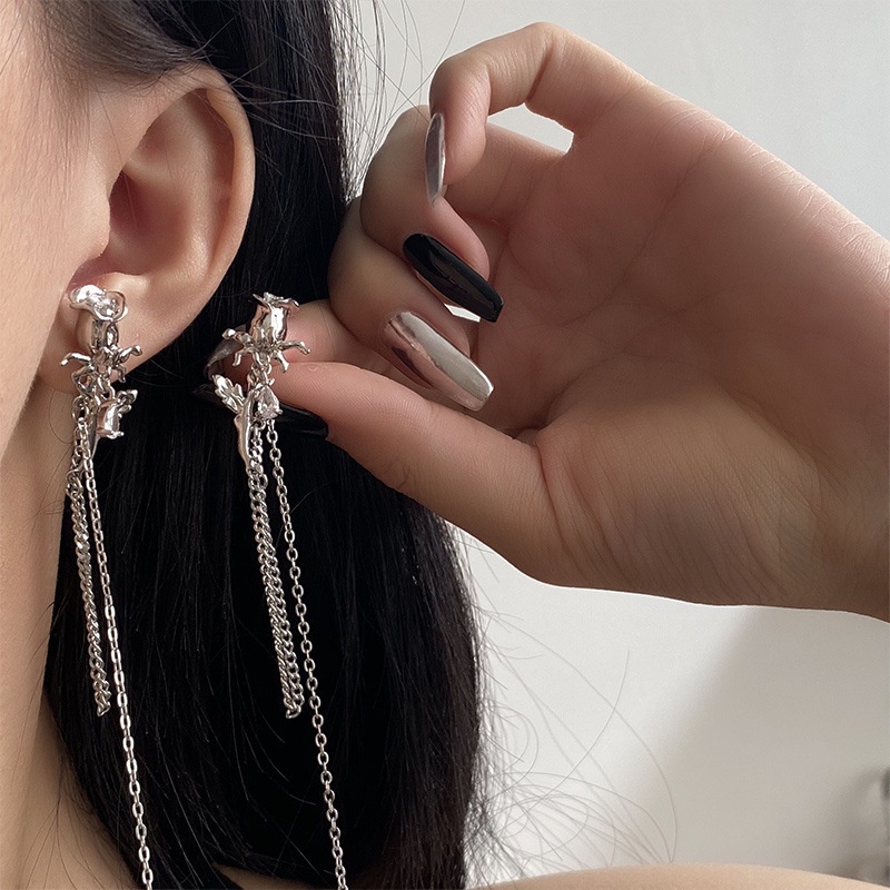 Bông Tai Dạng Kẹp Không Xỏ Lỗ Đính Đá Zircon Hình Hoa Hồng Thời Trang Cho Nữ