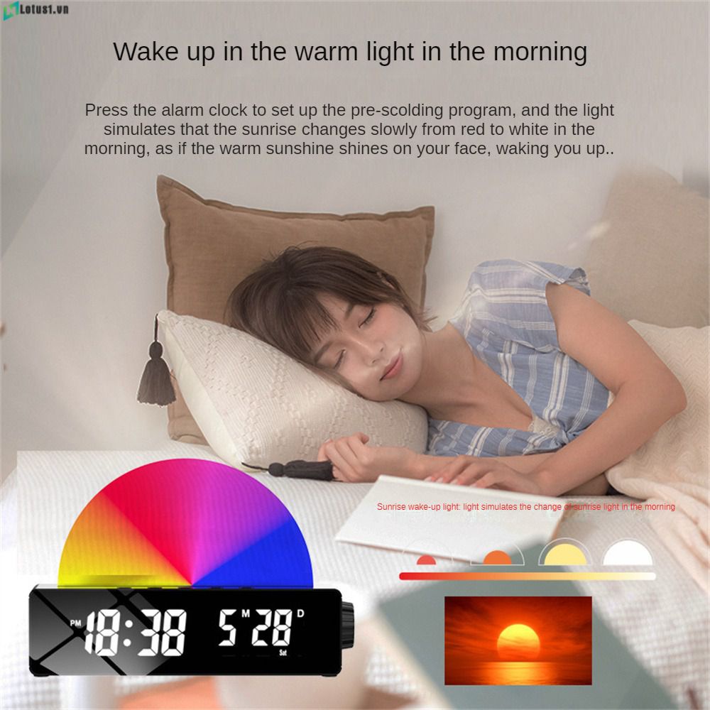 Hàng Có Sẵn Đồng Hồ Báo Thức Led Mới 2023 Đèn Ngủ Bình Minh Đánh Thức Bầu Không Khí Bán Chạy Ở Châu Âu Và Châu Mỹ Đèn Báo Thức Nhiều Màu Sắc