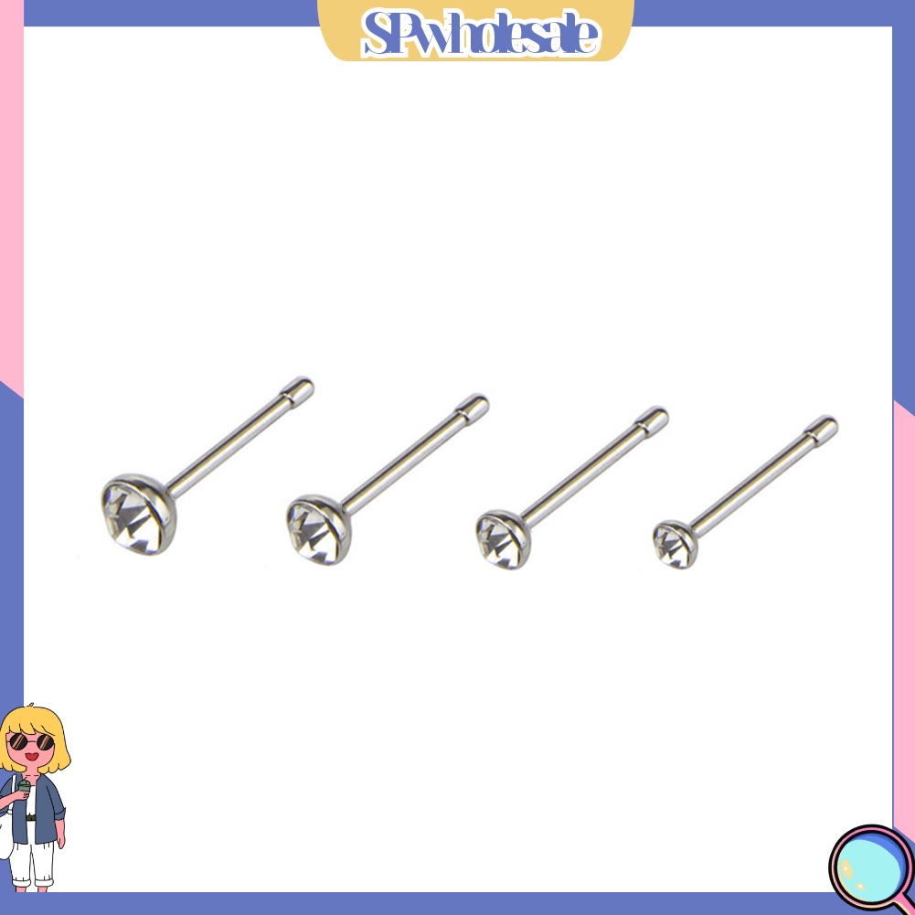 &lt;SPwholesale&gt; Set 14 Khuyên Mũi Inox Đính Đá Cá Tính