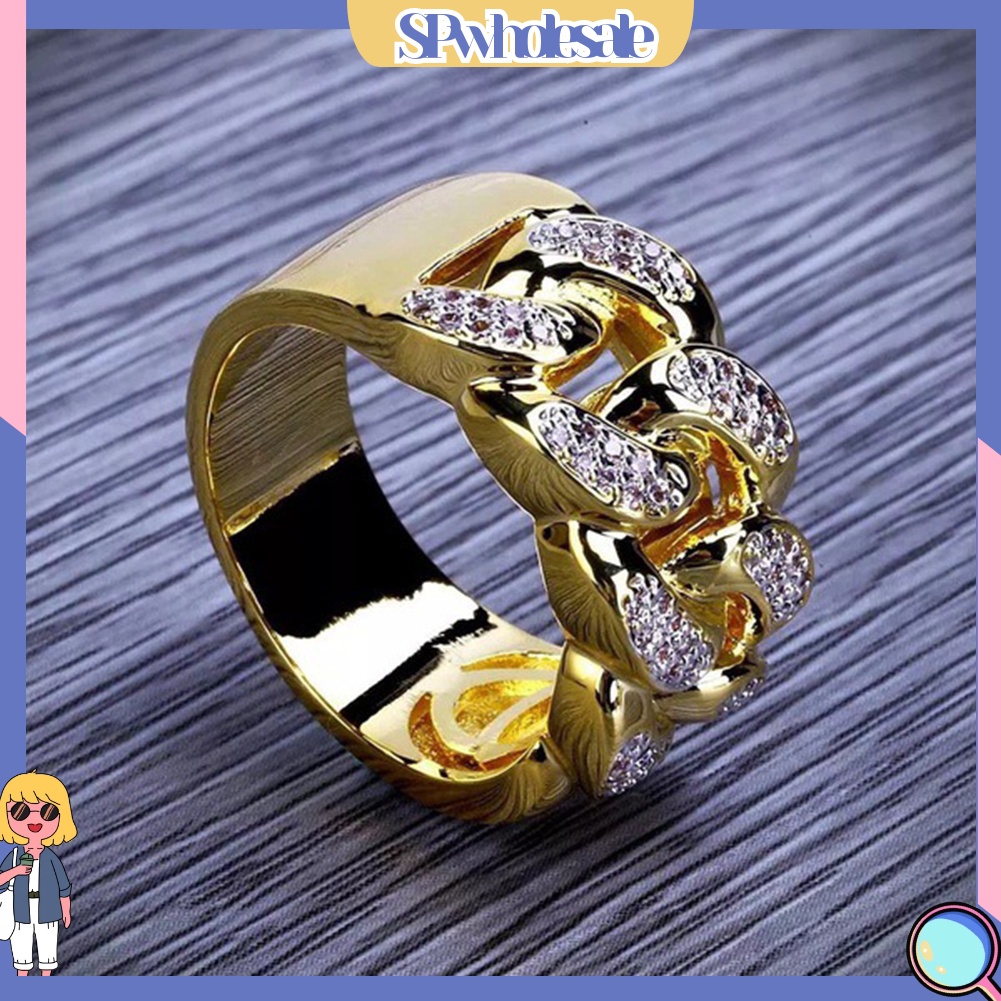 <SPwholesale> Nhẫn Bản Rộng Đính Đá Sang Trọng Cho Nam