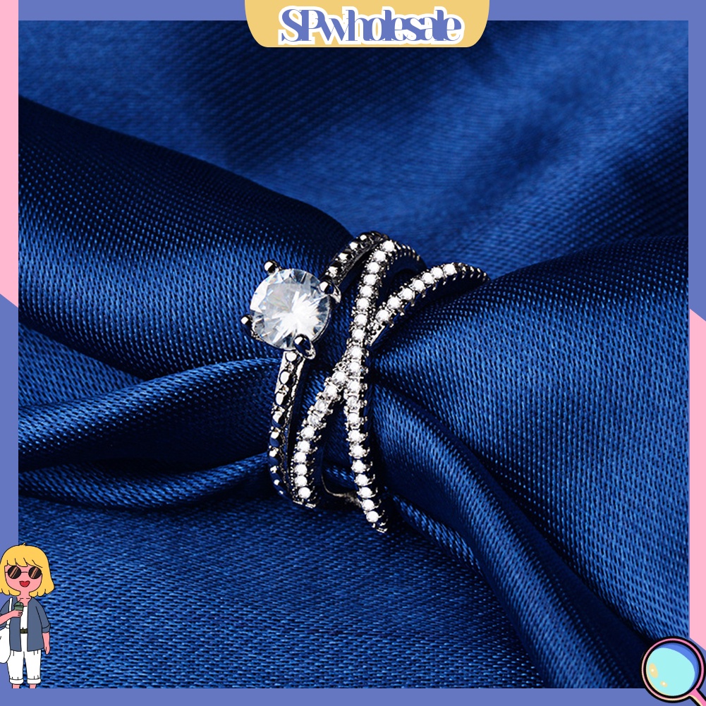 <SPwholesale> Nhẫn Cưới Đính Đá Quý Nhân Tạo > Glamour Cho Nữ