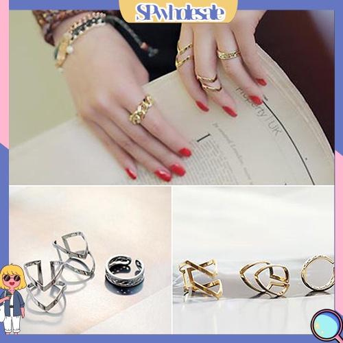<SPwholesale> Set 3 Nhẫn Đeo Khớp Ngón Tay Hình Mũi Tên Thời Trang Cho Nữ