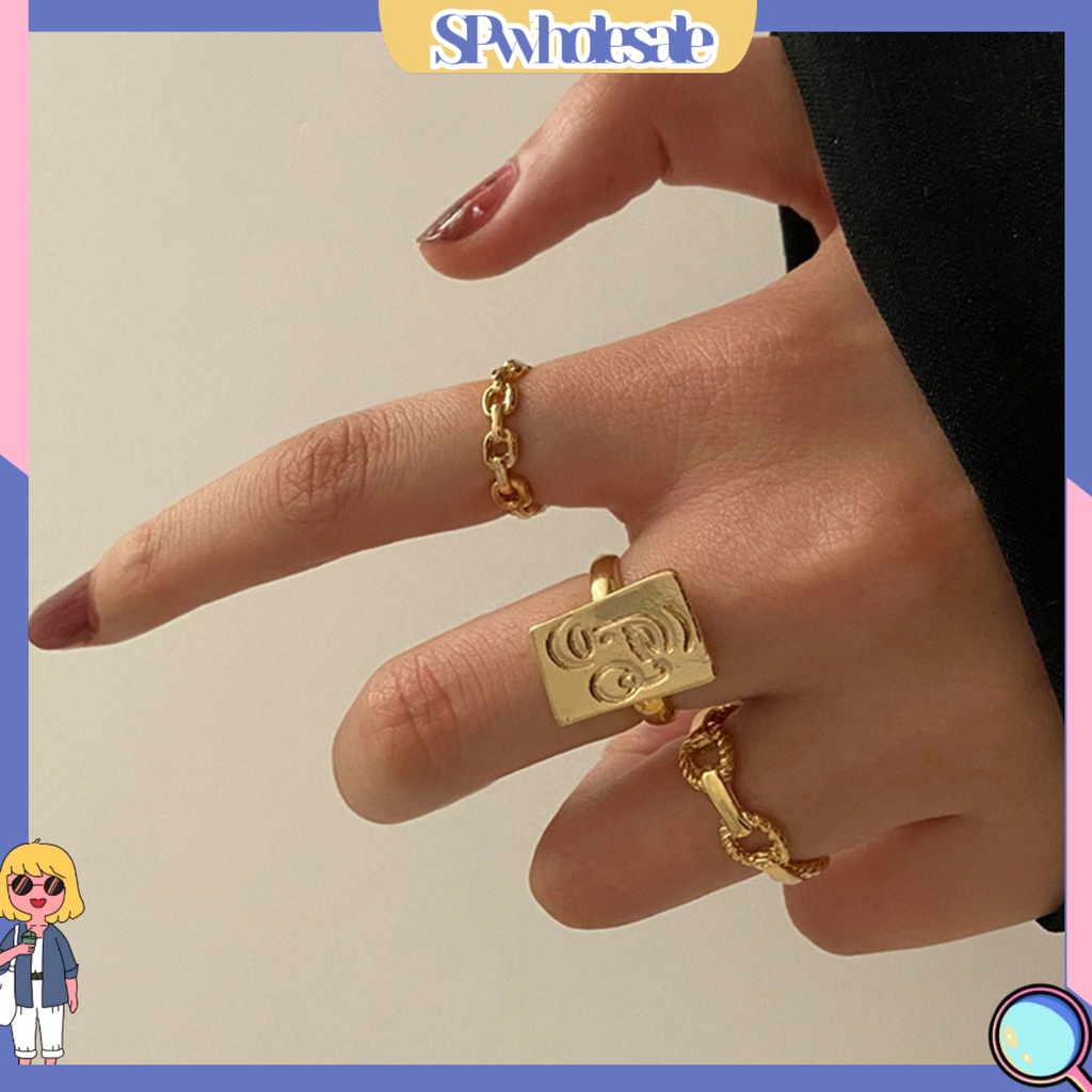 <SPwholesale> Bộ 3 Nhẫn Hình Mặt Cười Có Thể Điều Chỉnh Kích Cỡ