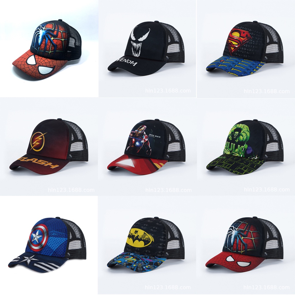 Mũ Lưỡi Trai Phối Lưới Thoáng Khí Họa Tiết Hoạt Hình Người Nhện / Hulk Cho Bé Trai Trên 8 Tuổi