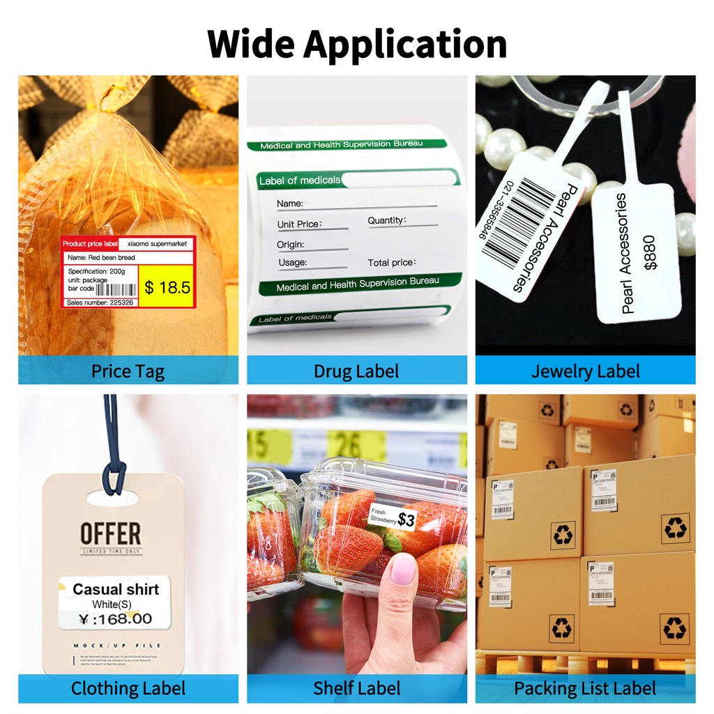 Máy In Nhãn Hiệu Mini Không Dây 58mm Kèm Pin Sạc Tương Thích Với Android iOS Windows