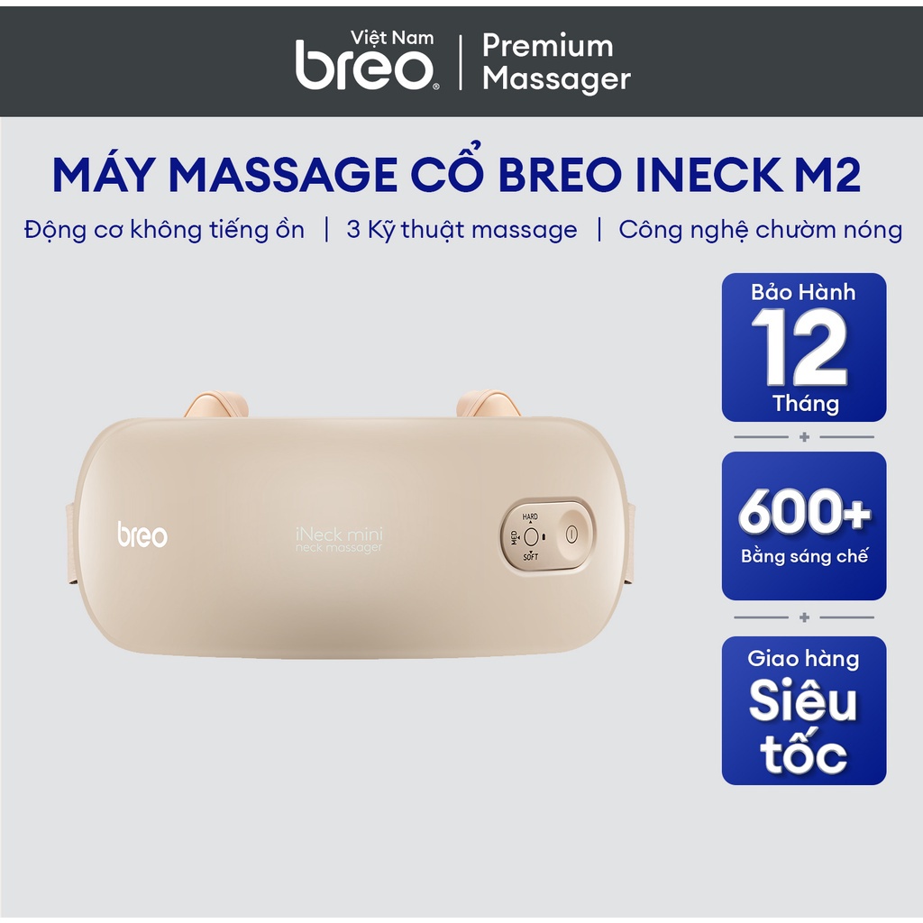 Máy Massage cổ BREO iNeck M2 | Tích hợp động cơ tắt tiếng | Kỹ thuật xoa bóp 10 ngón tay | Làm dịu cơn đau vai và cổ |