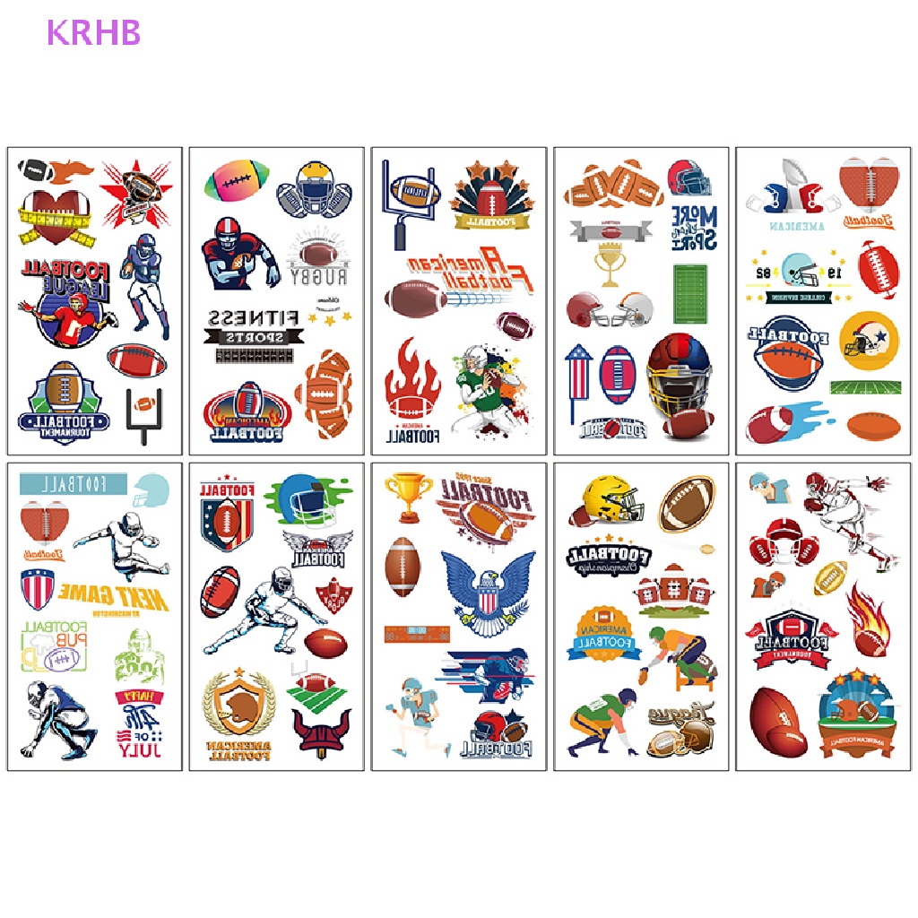 Set 10 Tấm Hình Xăm Dán Họa Tiết Hoạt Hình Bóng Rổ Bóng Đá Bóng Bầu Dục Tạm Thời Mới