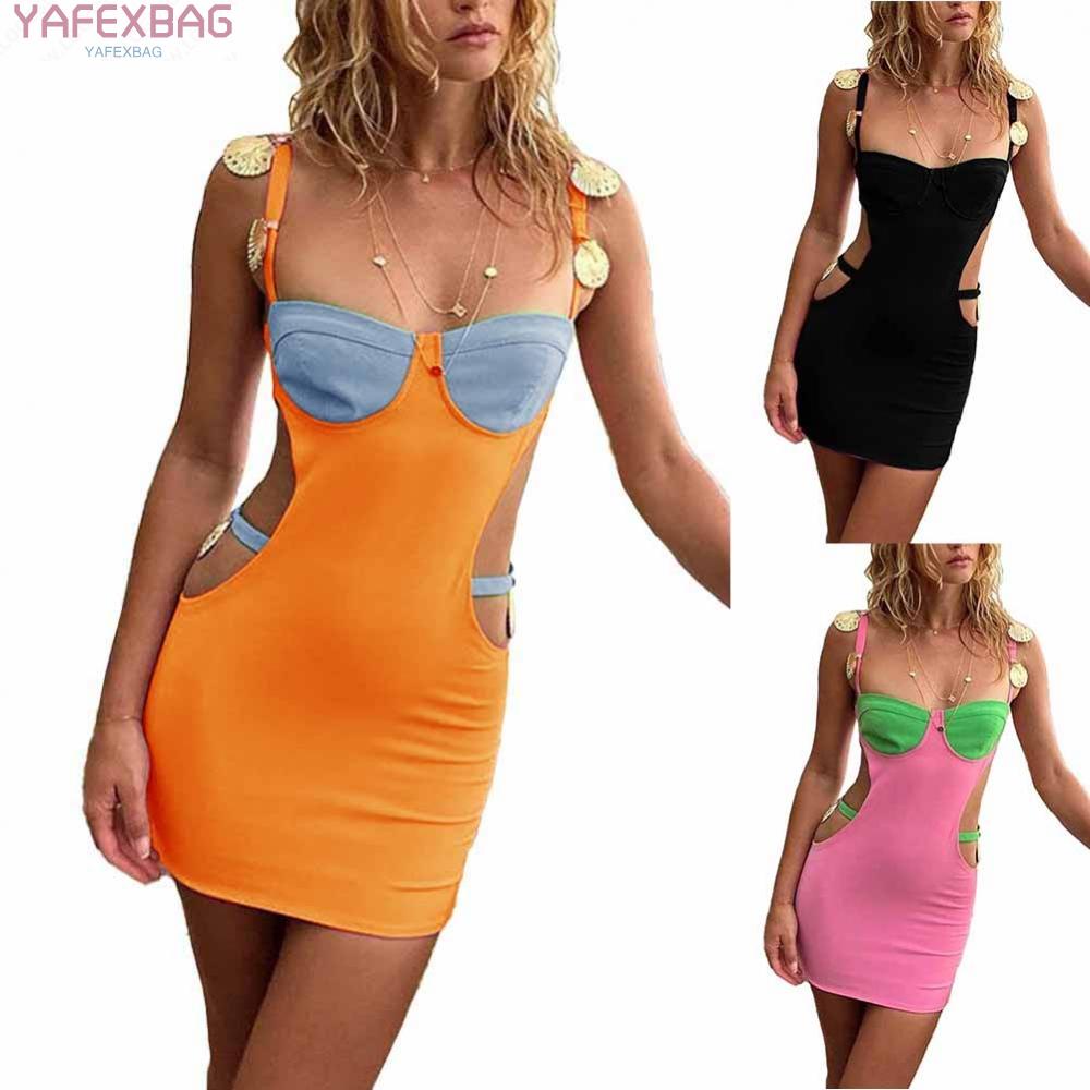 Female Stitching Strap Tight Women Zip Bodycon Breathable Elegant Hollow