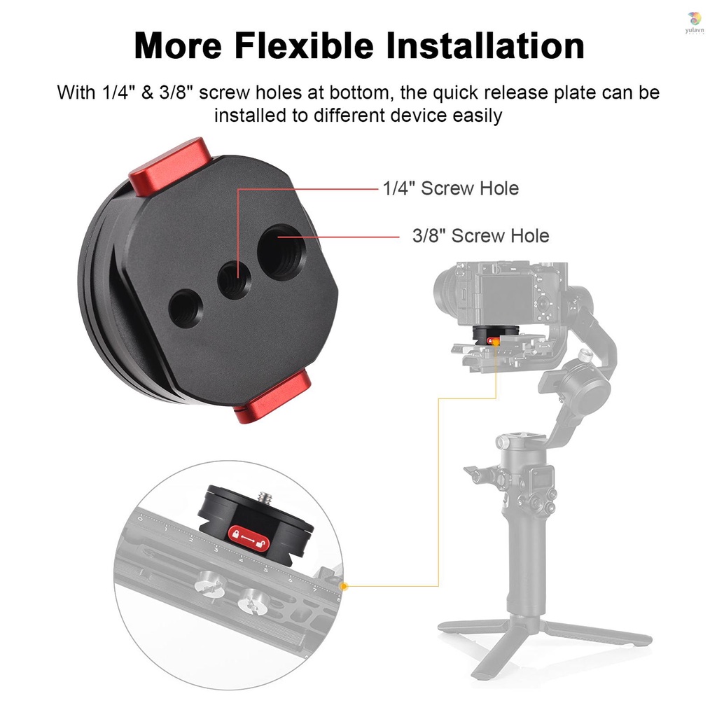 Tấm Tháo Lắp Nhanh Hình Tròn Bằng Hợp Kim Nhôm Với Ốc Vít 1 / 4 Inch Cho Chân Máy Ảnh DSLR