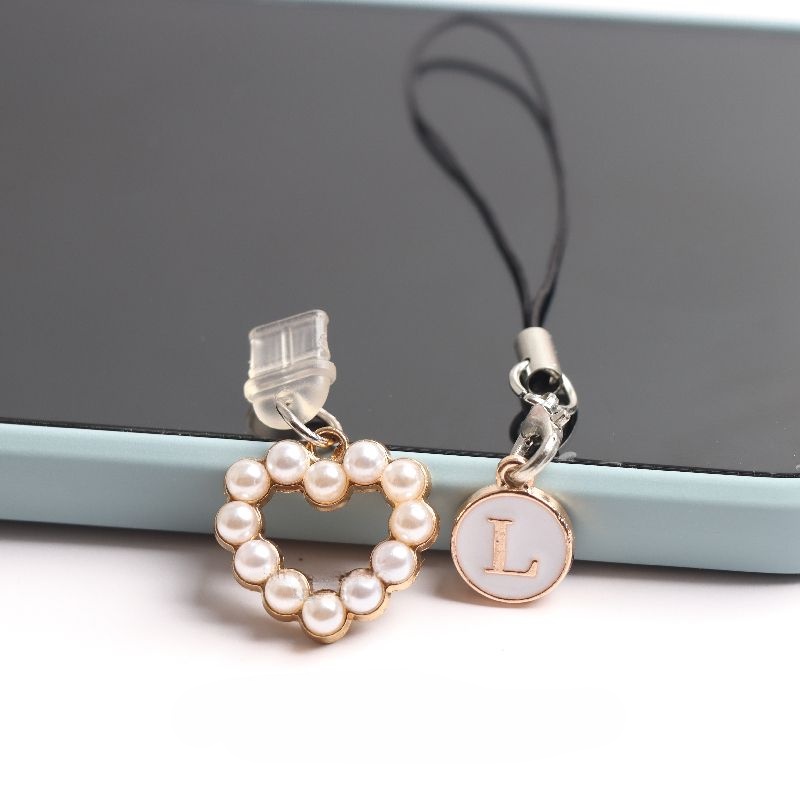 Nút Chống Bụi Cổng Sạc Điện Thoại Di Động diy Đính Hạt Ngọc Trai Hình Trái Tim Có Thể Tùy Chỉnh Chống Bụi