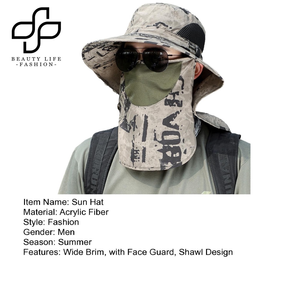 Nón Tai Bèo Kèm Tấm Che Mặt Chống Nắng / Bụi Bẩn In Họa Tiết Rằn Ri Độc Đáo Thời Trang