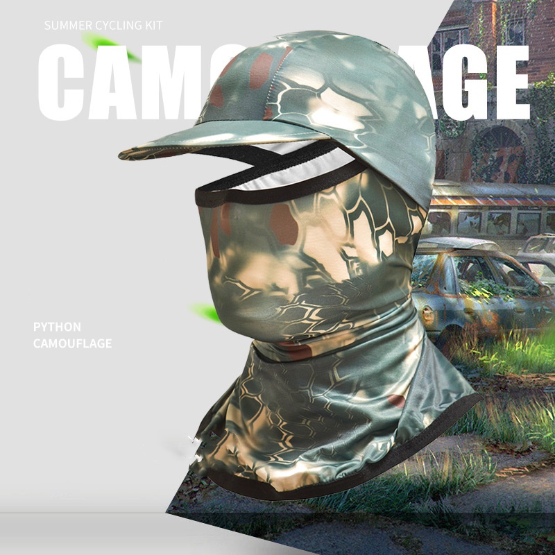 Mũ Trùm Đầu Kiêm Khẩu Trang Chống Nắng In Họa Tiết Rằn Ri Dùng Khi Đi Câu Cá / Đạp Xe Thể Thao Ngoài Trời Mới