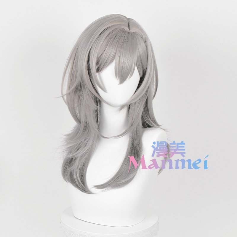 Manmei Honkai: Star Rail Trailblazer Cosplay Wig 52cm Wig Gray Gradient Wig Cosplay Anime Cosplay Wigs Heat Resistant Synthetic Wigs