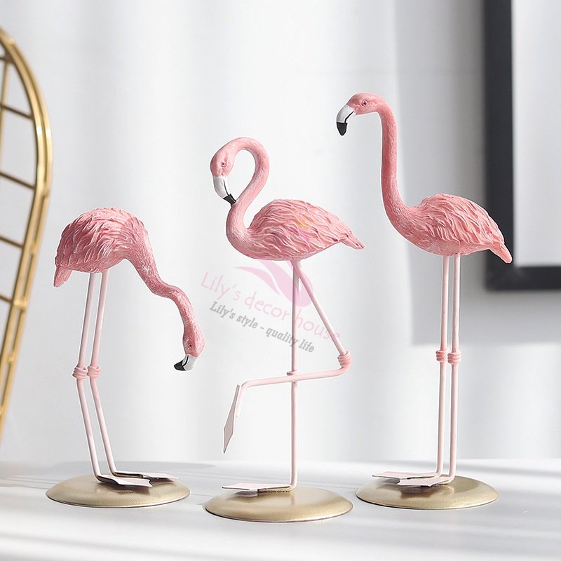 Mô hình chú Chim Hồng Hạc decor kệ tủ  Lily's decor house Composite Trang Trí Nội Thất Quà tặng trang trí độc đáo
