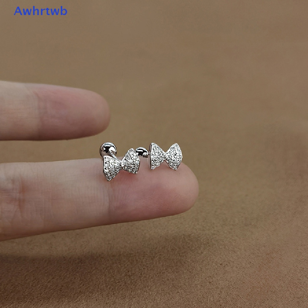 1 Đôi Khuyên Tai Hình Nơ Đính Đá Zircon Thời Trang Cho Nữ Mới