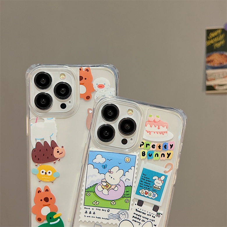 Ốp Điện Thoại TPU Dẻo Trong Suốt Họa Tiết Hoạt Hình Đơn Giản Chống Sốc Chống Rơi Cho iphone 12 14 13 11 Pro Max