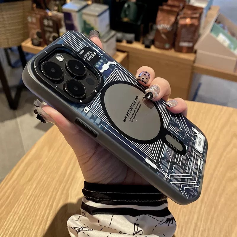 Ốp Điện Thoại Họa Tiết Bảng Mạch Công Nghệ Hít Nam Châm Mặt Nhám 13 / 12 Cho iPhone 14 Pro Max Plus