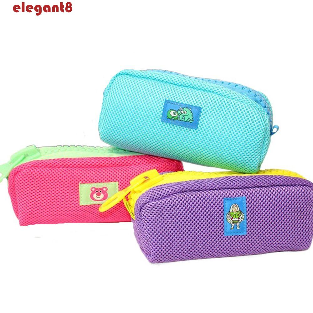 Túi Đựng Bút Chì / Văn Phòng Phẩm Có Khóa Kéo In Hình Gấu / Dâu Tây Hoạt