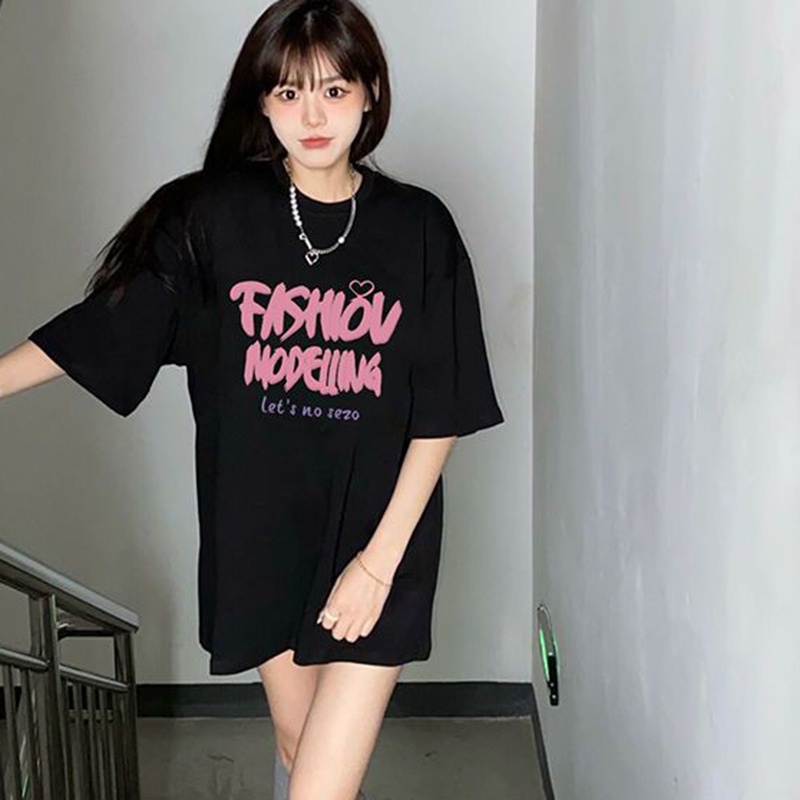 IELGY   Áo Thun Tay Ngắn Dáng Suông Ngọt Ngào Dễ Phối Đồ Thời Trang Cho Nữ