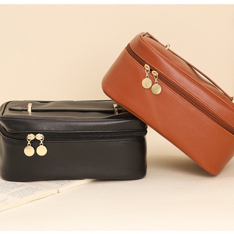 Túi Đựng Đồ Trang Điểm Bằng Da PU Hình Vuông Nhỏ Gọn Tiện Lợi