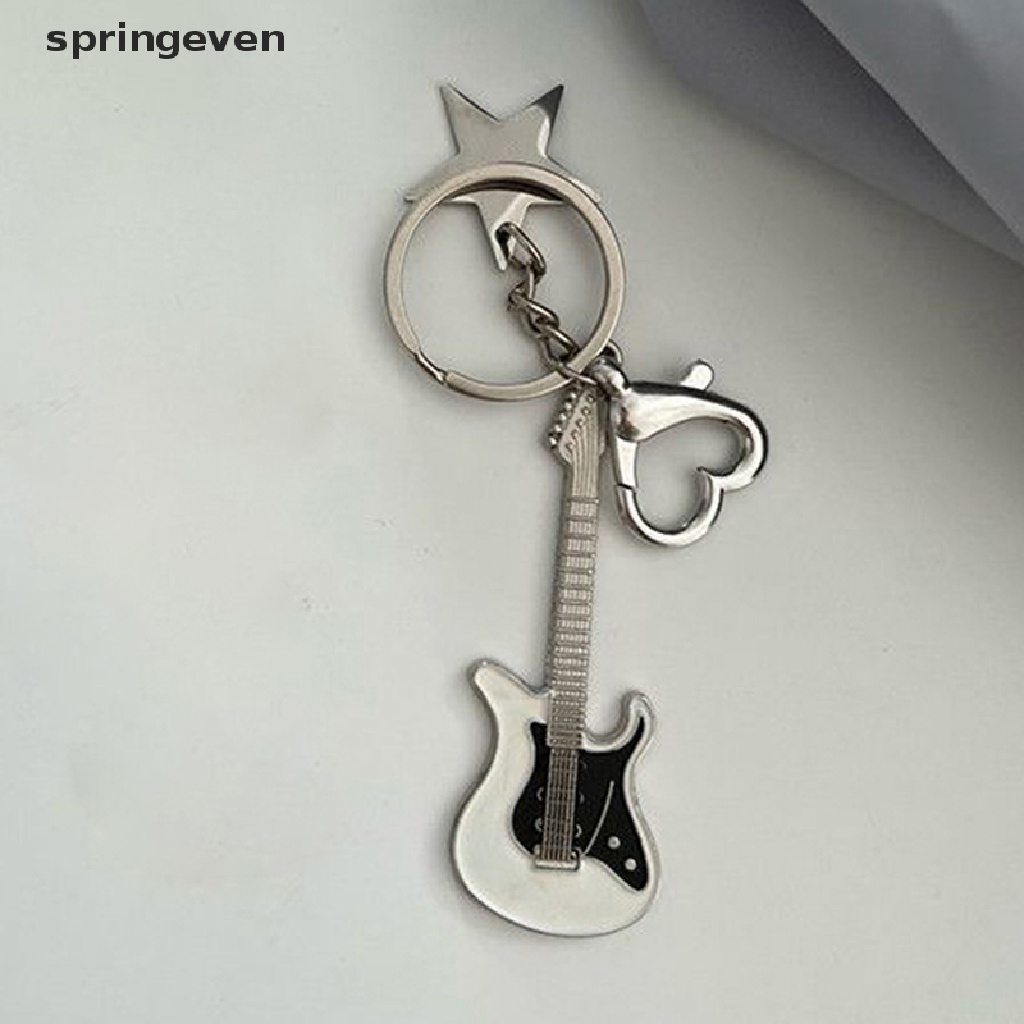 Móc Khóa Mặt Hình Đàn Guitar Y2k / Ngôi Sao / Trái Tim Thời Trang Vintage Ngọt Ngào Cho Nữ