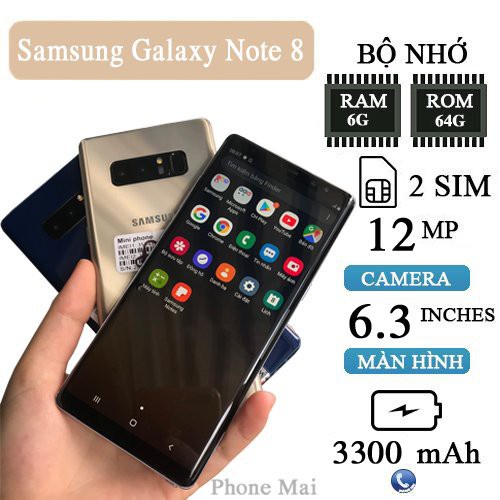 < HOT>Điện Thoại Samsung Galaxy Not8 1Sim Ram 6G/64G Nhập Khẩu Nguyên Zin 98% - Chơi PUBG, Liên Quân, Free Fire mượt