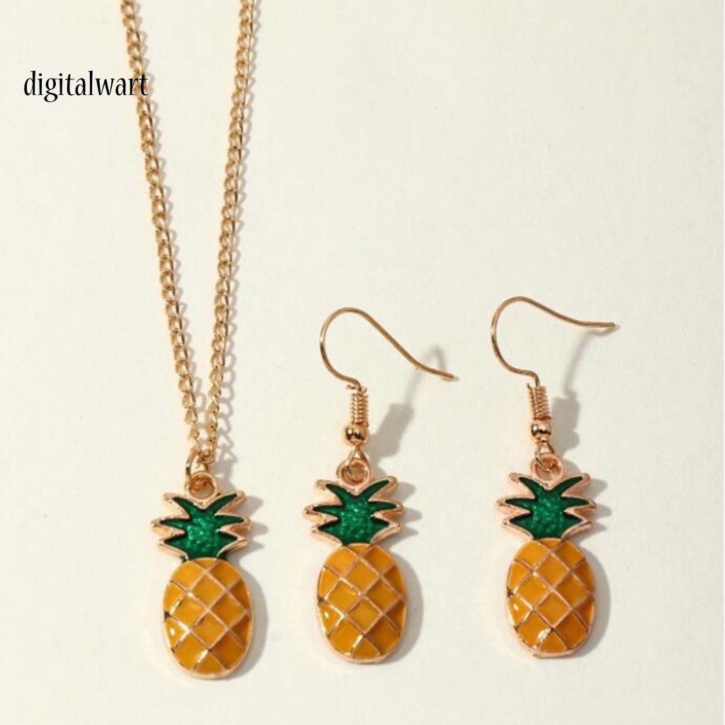 Kỹ Thuật Số| Set 2 Vòng cổ + Bông Tai Hình Quả Dứa Dễ Thương