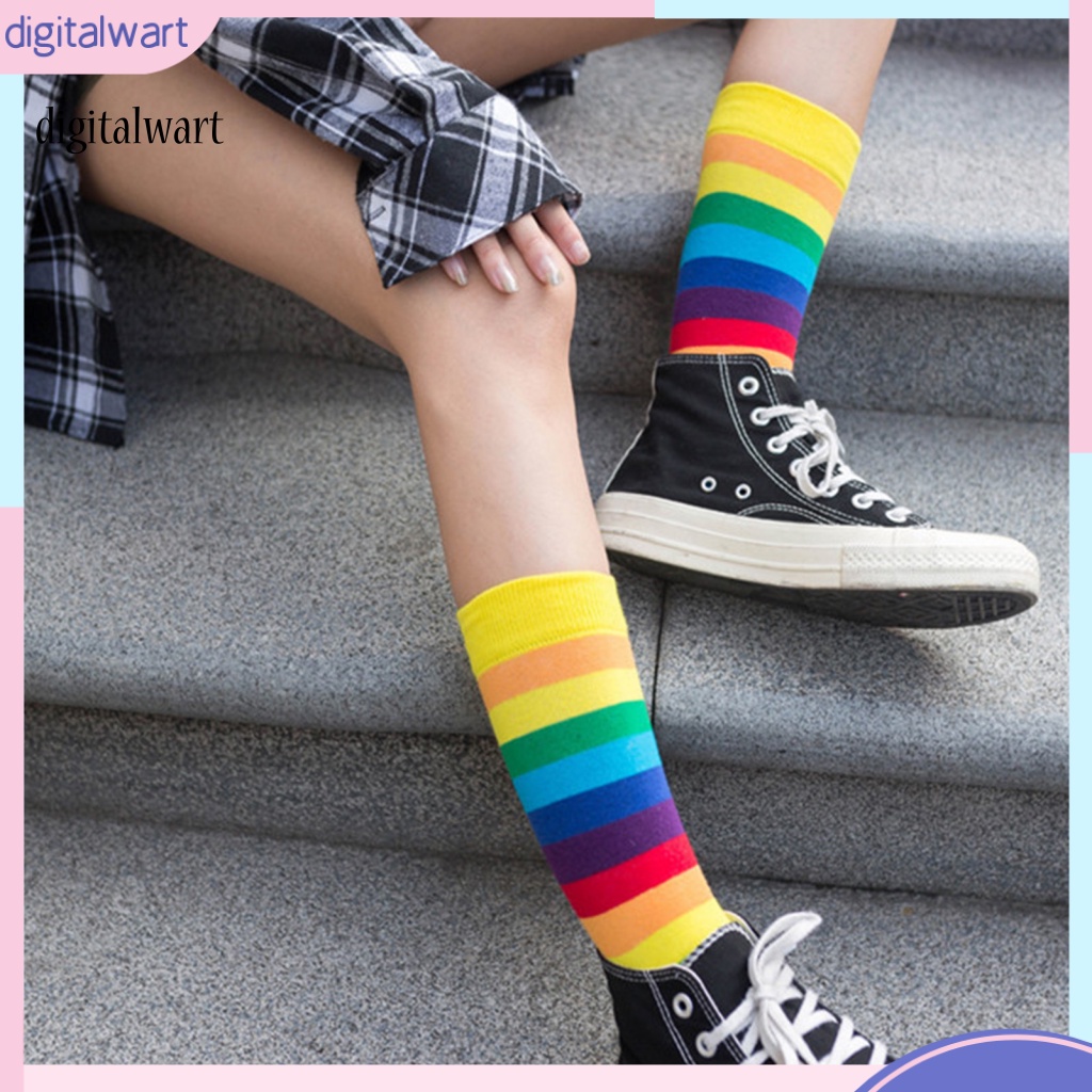 Kỹ Thuật Số| 1 Đôi Tất Thể Thao Thoáng Khí Không Mùi Siêu Thoải Mái Màu Sắc Cầu Vồng Dễ Mặc Cho Nữ
