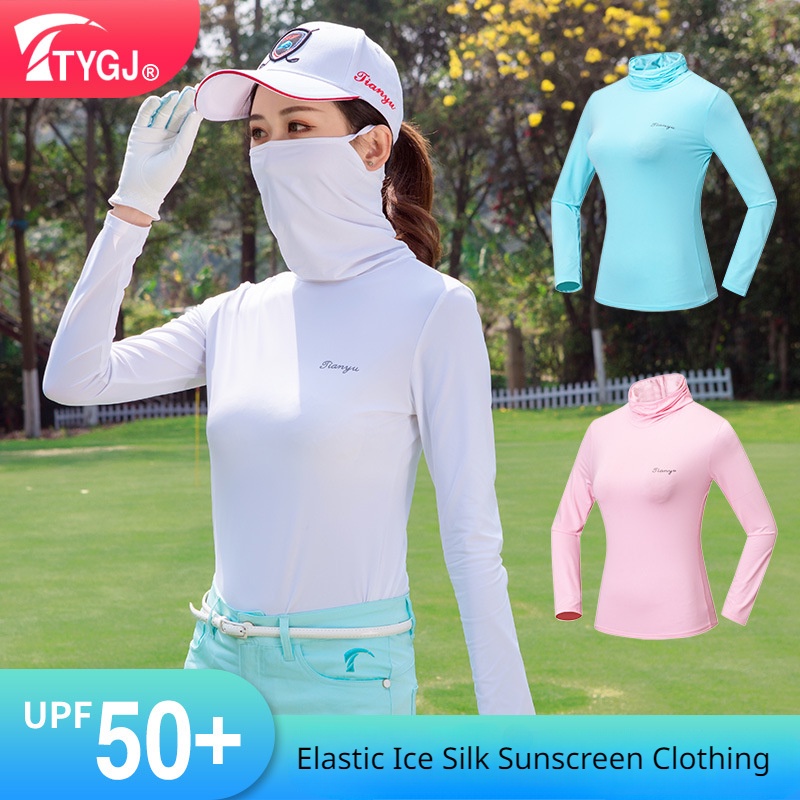 Áo Chống Nắng Bằng Lụa Lạnh Cổ Cao Tay Dài Và Mặt Nạ Đánh Golf Thời Trang Xuân Hè Dành Cho Bạn Nữ