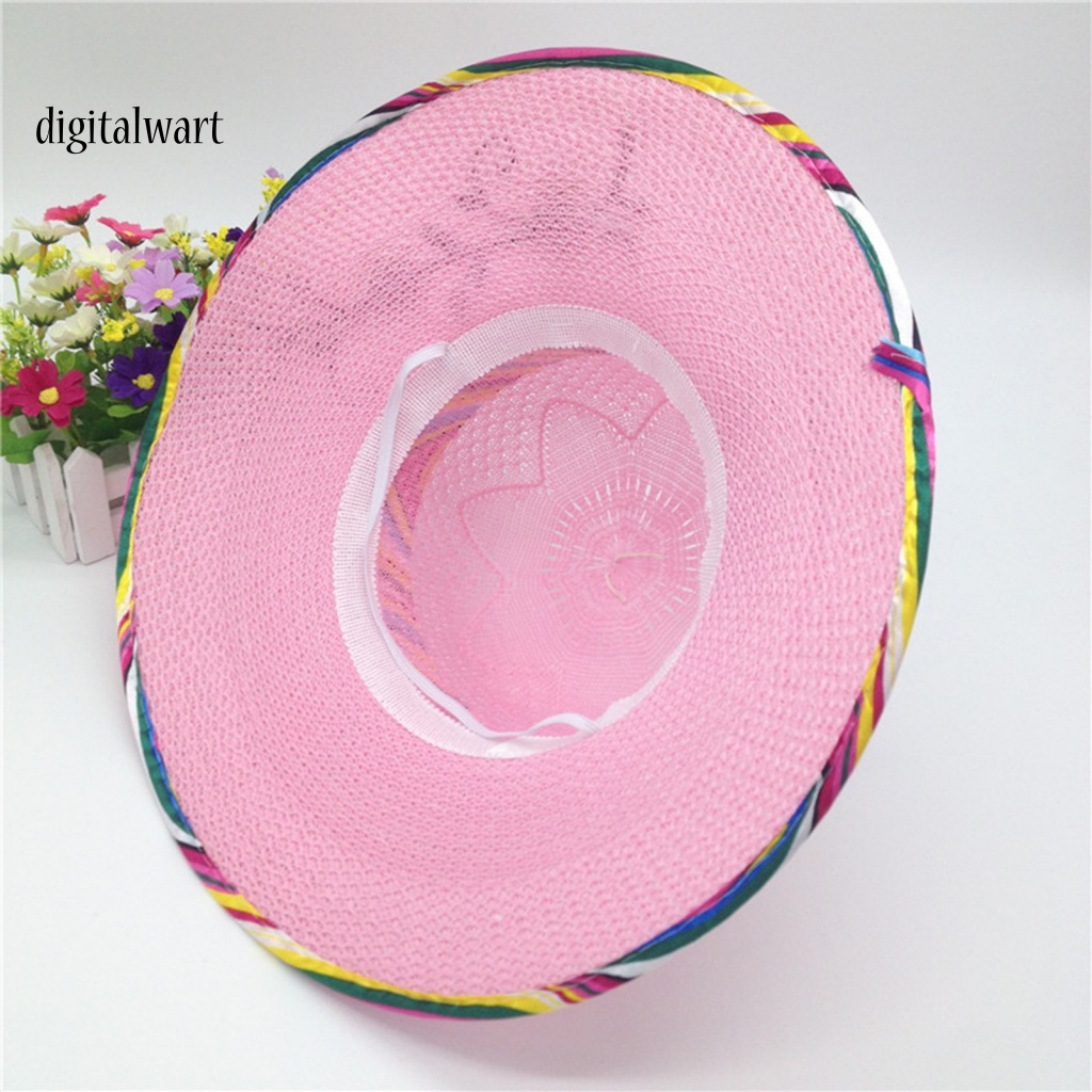 Kỹ Thuật Số| Mũ Cói Rộng Vành Đính Nơ Ruy Băng Xinh Xắn Thời Trang