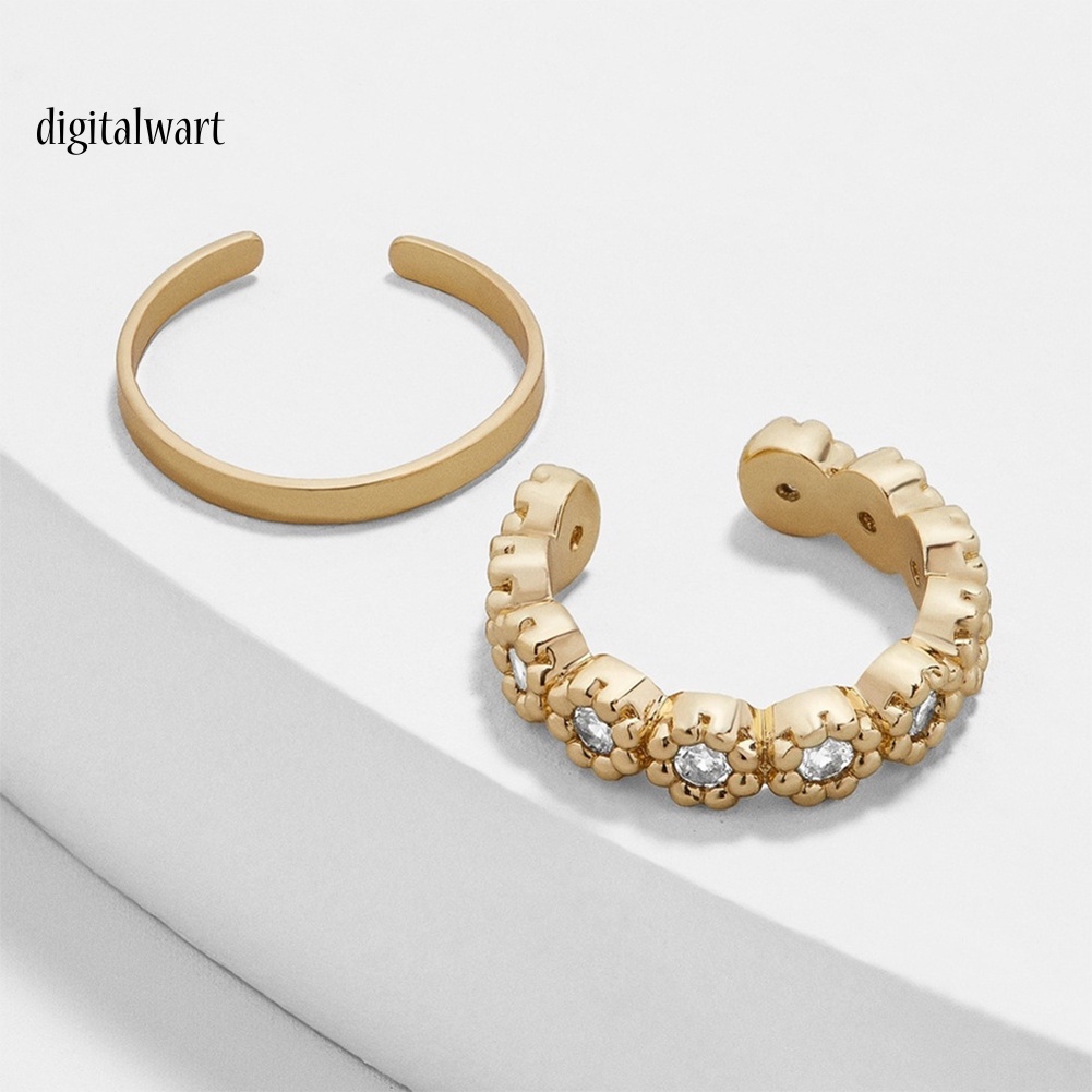 Kỹ Thuật Số| Set 2 Khuyên Vành Tai Chữ C Đính Đá Thời Trang Cho Nữ