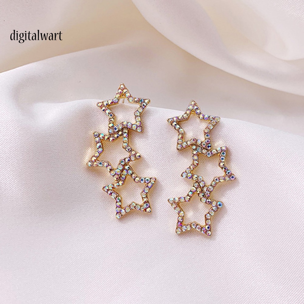 Kỹ Thuật Số| Bông Tai Ngôi Sao Đính Đá Nhiều Màu Sắc Thời Trang