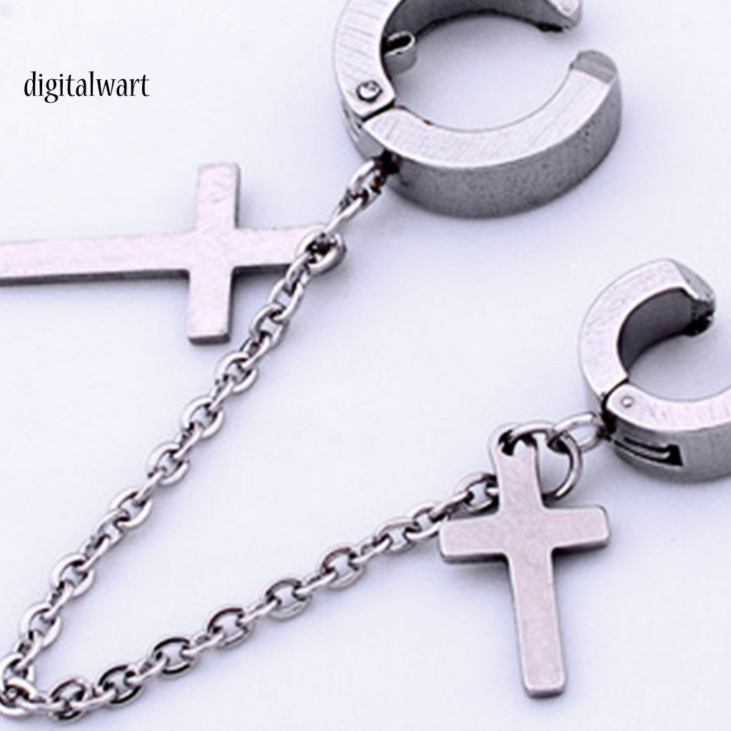 Kỹ Thuật Số| 1 Khuyên Tai Kim Loại Dạng Mắc Xích Hình Thánh Giá Phong Cách Punk Hiphop Cho Nam