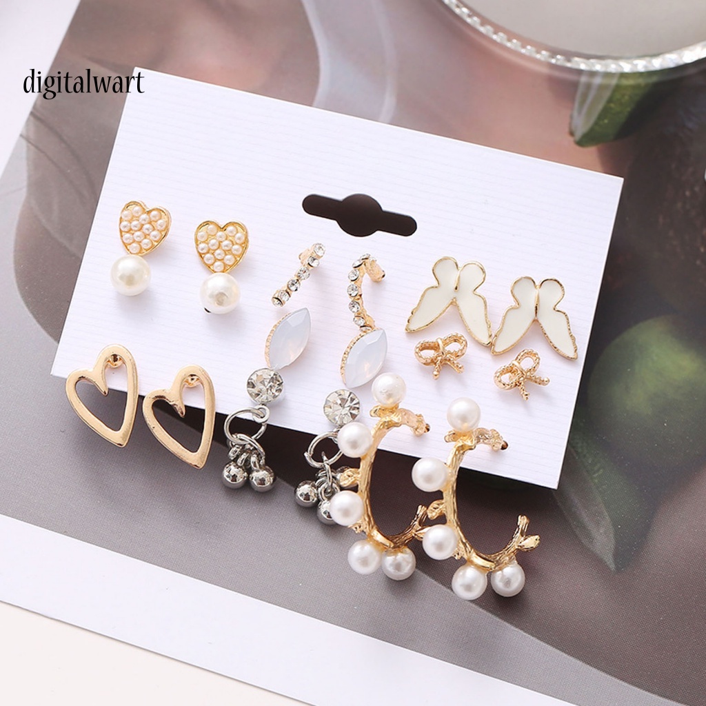 Kỹ Thuật Số| 1 Bộ Bông Tai Hình Trái Tim Đính Đá Acrylic Lấp Lánh Thời Trang Hàng Ngày