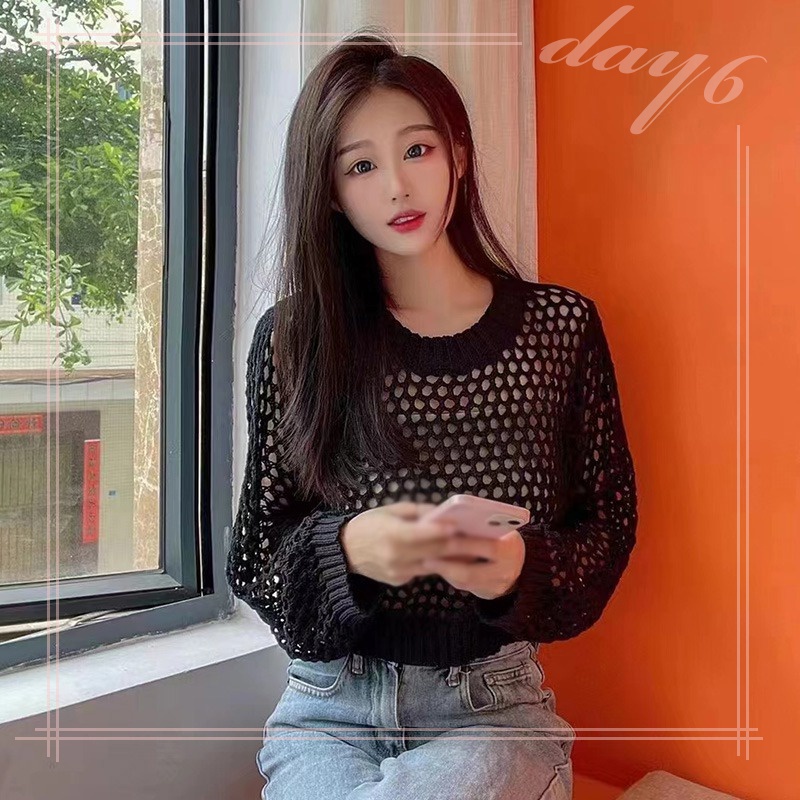 Áo Thun Dệt Kim Mỏng Thoáng Khí Chống Nắng Phong Cách Hàn Quốc Cho Nữ