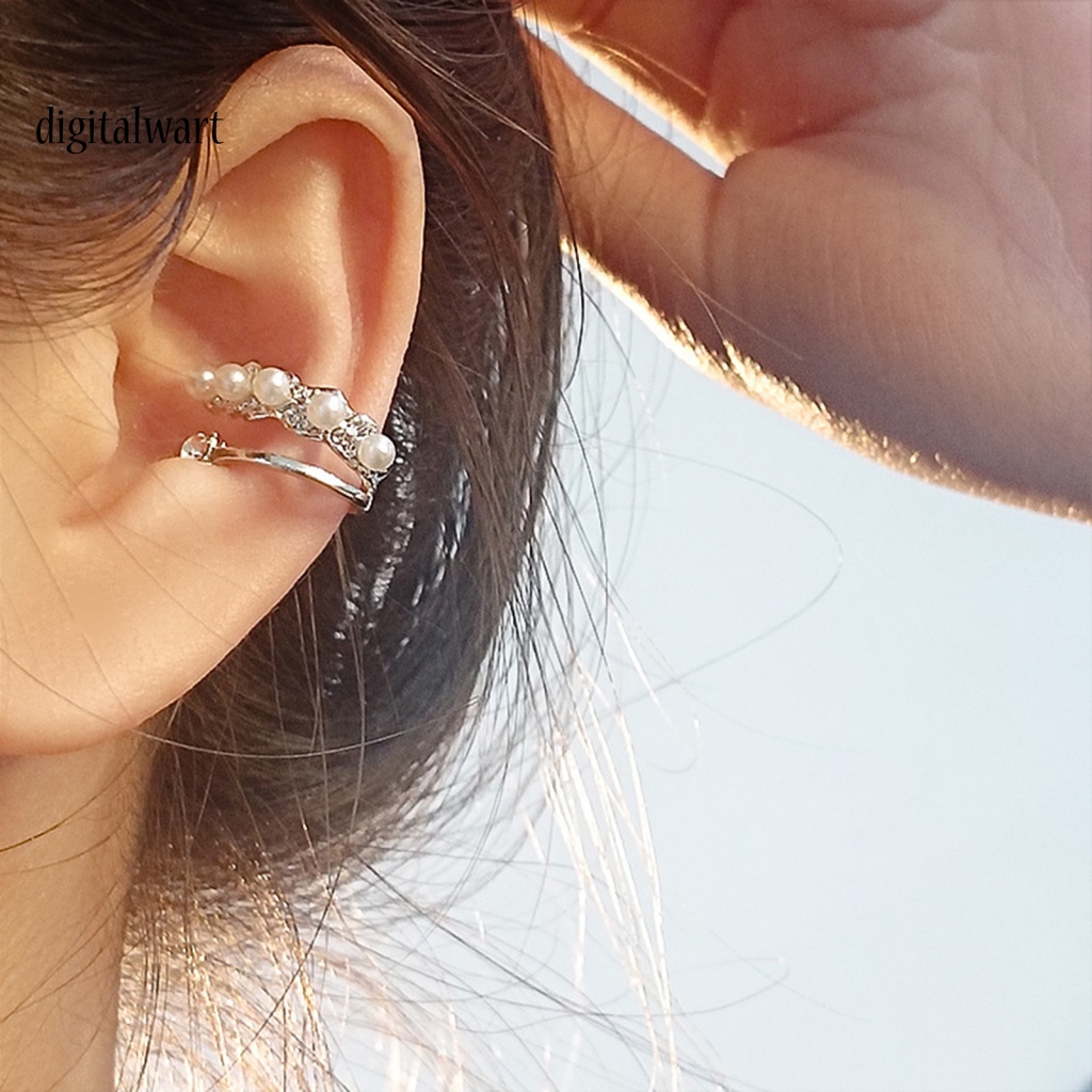 Kỹ Thuật Số| 1 Đôi Bông Tai Dạng Kẹp Đính Ngọc Trai Nhân Tạo Mạ Điện Phong Cách Pháp Thời Trang Dự Tiệc