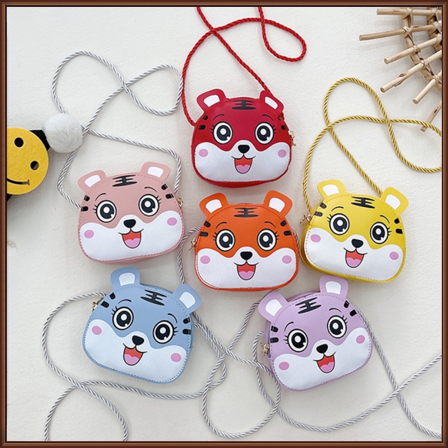 Túi Da Pu Đeo Chéo Mini Họa Tiết Hoạt Hình Động Vật Đáng Yêu Cho Bé