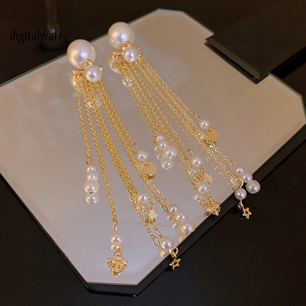 Kỹ Thuật Số| 1 Đôi Bông Tai Dài Đính Ngọc Trai Giả Phong Cách Bohemian Dành Cho Nữ