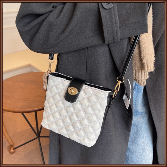 Túi Da Pu Đeo Chéo Mini Họa Tiết Kim Cương Đơn Giản Thời Trang Cho Nữ